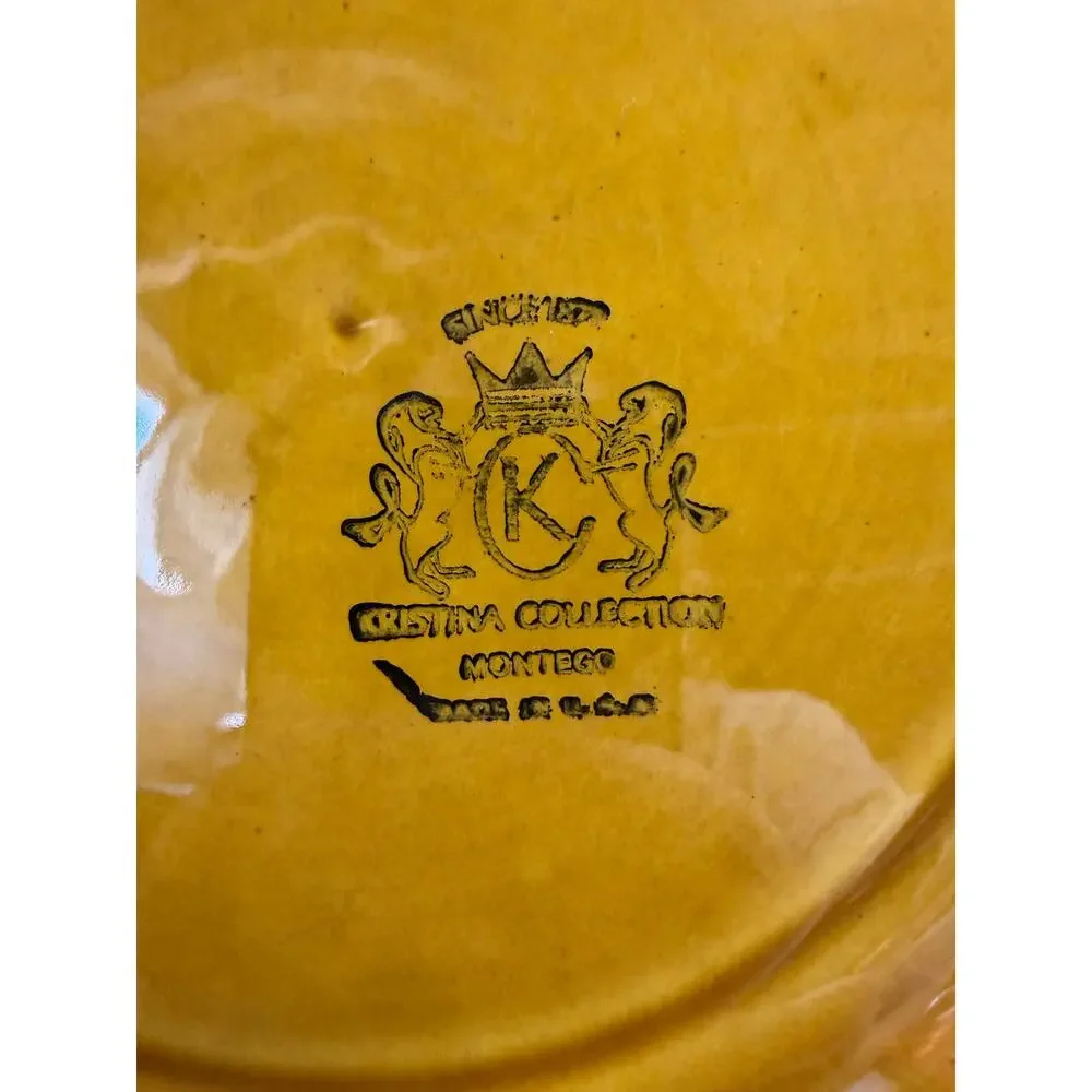 Amber and Black Ceramic Dinner Plates - Set of 4
